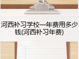 河西补习学校一年费用多少钱(河西补习年费)
