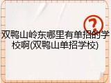 双鸭山岭东哪里有单招的学校啊(双鸭山单招学校)