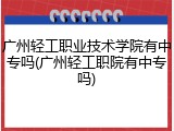 广州轻工职业技术学院有中专吗(广州轻工职院有中专吗)