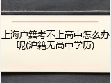 上海户籍考不上高中怎么办呢(沪籍无高中学历)