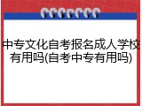 中专文化自考报名成人学校有用吗(自考中专有用吗)