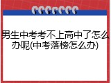 男生中考考不上高中了怎么办呢(中考落榜怎么办)