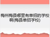 梅州梅县哪里有单招的学校啊(梅县单招学校)