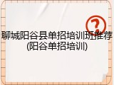 聊城阳谷县单招培训班推荐(阳谷单招培训)