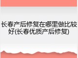 长春产后修复在哪里做比较好(长春优质产后修复)