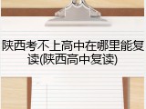 陕西考不上高中在哪里能复读(陕西高中复读)