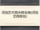 河池艺术高中排名榜(河池艺高排名)