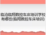 临沧临翔数控车床培训学校有哪些(临翔数控车床培训)