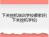 下关挖机培训学校哪家好(下关挖机学校)