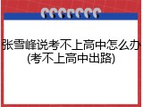 张雪峰说考不上高中怎么办(考不上高中出路)
