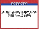 武清补习机构辅导九年级(武清九年级辅导)