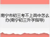 南宁市初三考不上高中怎么办(南宁初三升学指导)