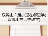 双鸭山产后护理在哪里学(双鸭山产后护理学)