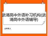 武清高中外语补习机构(武清高中外语辅导)