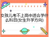 女孩儿考不上高中适合学什么科目(女生升学方向)