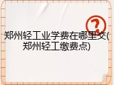 郑州轻工业学费在哪里交(郑州轻工缴费点)