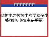 潍坊电力技校中专学费多少钱(潍坊电校中专学费)