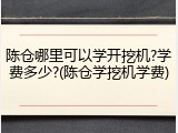 陈仓哪里可以学开挖机?学费多少?(陈仓学挖机学费)