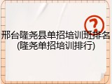邢台隆尧县单招培训班排名(隆尧单招培训排行)