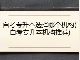 自考专升本选择哪个机构(自考专升本机构推荐)