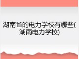 湖南省的电力学校有哪些(湖南电力学校)
