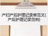 产妇产后护理记录单范文(产后护理记录范例)