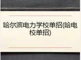 哈尔滨电力学校单招(哈电校单招)