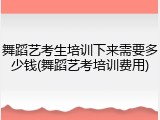 舞蹈艺考生培训下来需要多少钱(舞蹈艺考培训费用)