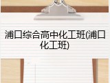 浦口综合高中化工班(浦口化工班)