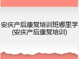 安庆产后康复培训班哪里学(安庆产后康复培训)