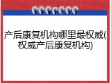 产后康复机构哪里最权威(权威产后康复机构)