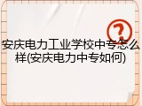 安庆电力工业学校中专怎么样(安庆电力中专如何)