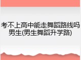 考不上高中能走舞蹈路线吗男生(男生舞蹈升学路)