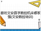 廊坊文安县学数控机床哪家强(文安数控培训)