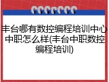 丰台哪有数控编程培训中心中职怎么样(丰台中职数控编程培训)