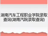 湖南汽车工程职业学院录取查询(湖南汽院录取查询)