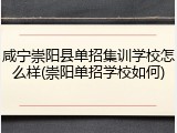 咸宁崇阳县单招集训学校怎么样(崇阳单招学校如何)