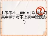 中考考不上高中可以读民办高中嘛("考不上高中读民办")