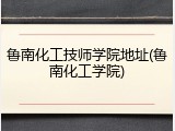 鲁南化工技师学院地址(鲁南化工学院)