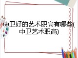 中卫好的艺术职高有哪些(中卫艺术职高)