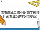 渭南澄城县农业职高学校读什么专业(澄城农校专业)