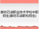 廊坊石油职业技术学校中职招生(廊坊石油职校招生)