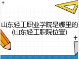 山东轻工职业学院是哪里的(山东轻工职院位置)