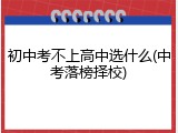 初中考不上高中选什么(中考落榜择校)