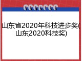 山东省2020年科技进步奖(山东2020科技奖)