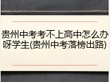 贵州中考考不上高中怎么办呀学生(贵州中考落榜出路)