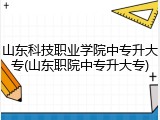 山东科技职业学院中专升大专(山东职院中专升大专)