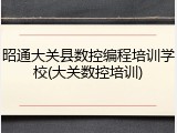 昭通大关县数控编程培训学校(大关数控培训)