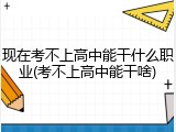现在考不上高中能干什么职业(考不上高中能干啥)
