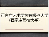 石家庄艺术学校有哪些大学(石家庄艺校大学)
